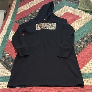 Calvin Klein Black Hooded Tunic/Dress with Leopard Logo